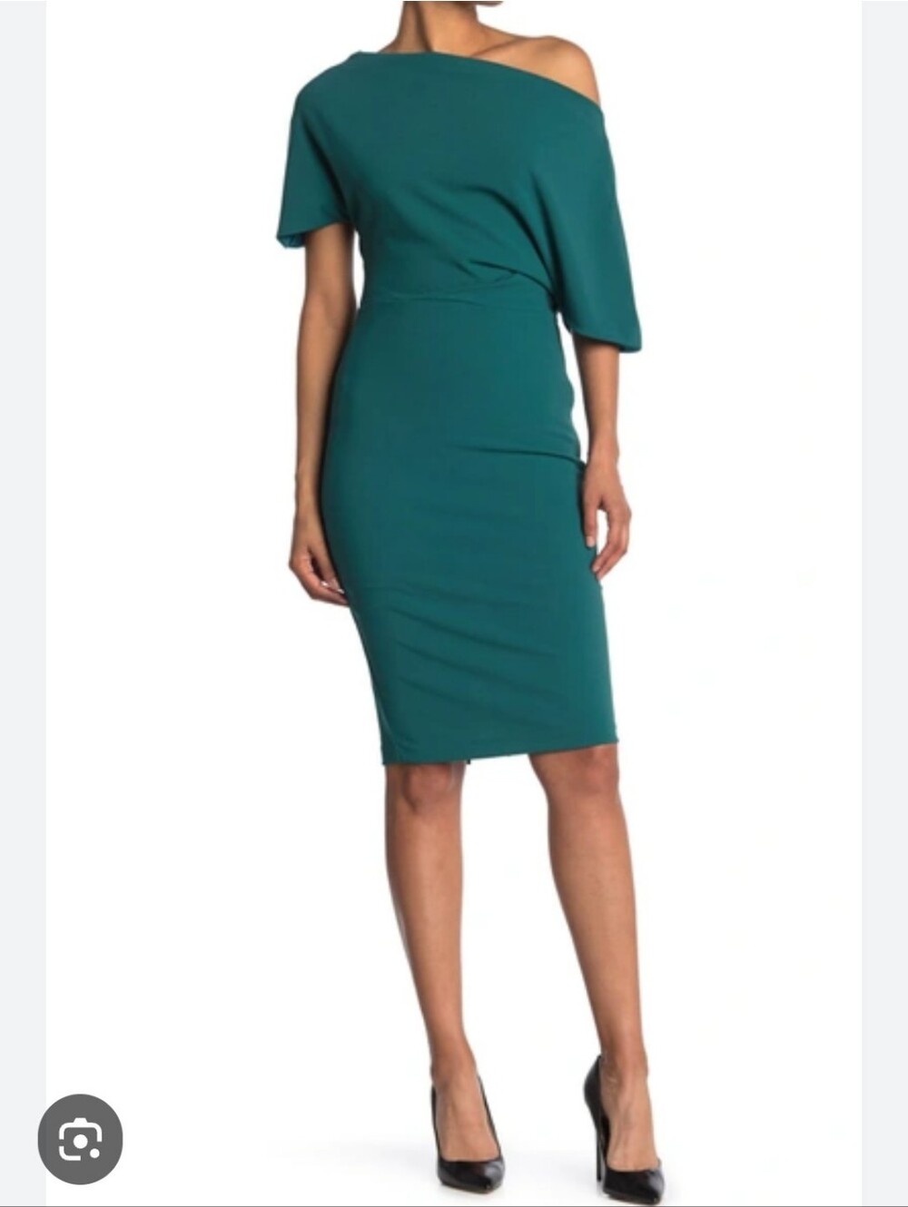 NWT Alexia Admor Olivia One Shoulder Teal Sheath Dress, Sz L